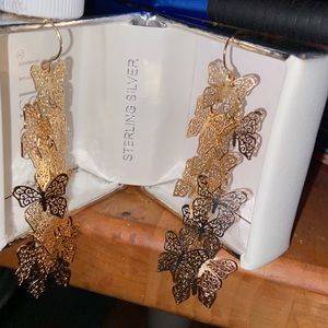Sterling silver gold plated butterfly earrings